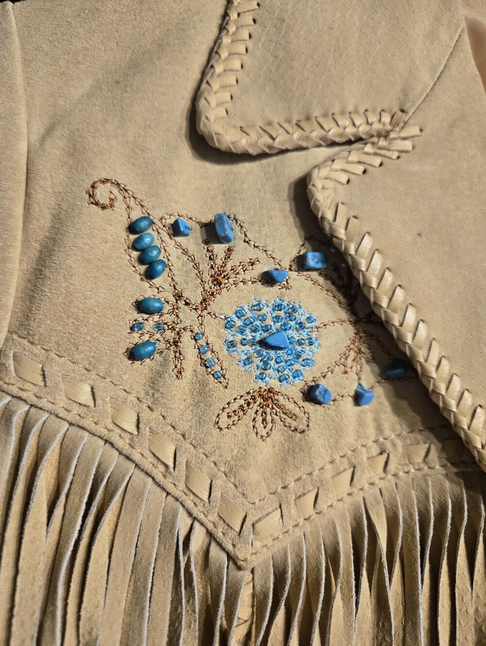 Cream Fringe Jacket with Embroidered Details - Picture 4 of 7